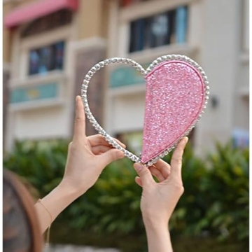 Anopo Heart Round Rhinestone Clutch Purse for Events
