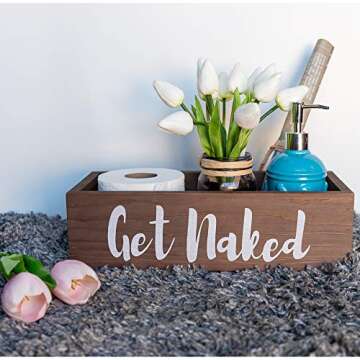 YELLOW LOTUS Funny Wooden Toilet Tray - Fun Bathroom Organizer