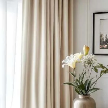 Lazzzy Velvet Curtain Panels Beige Thermal Insulated Rod Pocket Super Soft Luxury Drapes Home Decor ...