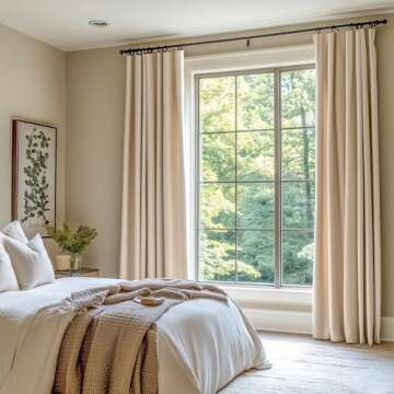 Lazzzy Velvet Curtain Panels Beige Thermal Insulated Rod Pocket Super Soft Luxury Drapes Home Decor Living Room for Bedroom Window Curtains Rod Pocket 2 Panels 84 Inches