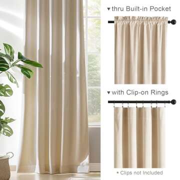 Lazzzy Velvet Curtain Panels Beige Thermal Insulated Rod Pocket Super Soft Luxury Drapes Home Decor Living Room for Bedroom Window Curtains Rod Pocket 2 Panels 84 Inches