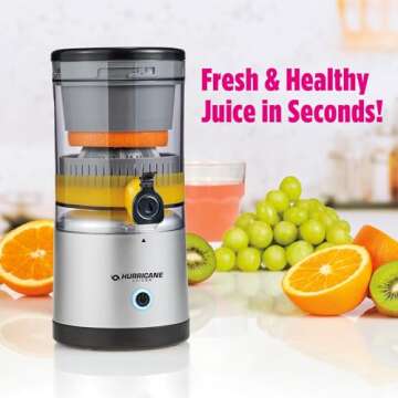 Hurricane Juicer, Powerful Cordless Juice Extractor Machine, Compact Design Fruit Juicer with Dishwa...