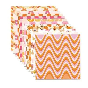 VIVIQUEN 24 Sheets Little Orange Daisy Double-Sided Scrapbook Paper 30x30cm Flower Craft Paper Folded Flat for DIY Decorative Background Card Making Photo Album Junk Journal Decor