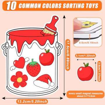 10 Pack Magnetic Shapes Color Sorting Matching Set - Colors Learning Matching Game for Kids - Color Recognition Magnets for Toddlers - Educational Magnets for Frige Whiteboard