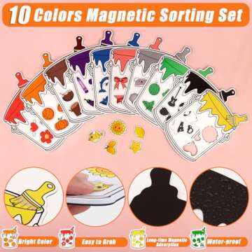 10 Pack Magnetic Shapes Color Sorting Matching Set - Colors Learning Matching Game for Kids - Color Recognition Magnets for Toddlers - Educational Magnets for Frige Whiteboard