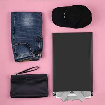 UCGOU Poly Mailers 12x15.5 Inch Black 100 Pack Medium Shipping Bags #5 Strong Thick Mailing Envelopes Self Sealing Adhesive Waterproof and Tear Proof Boutique Packaging Postal for Clothing