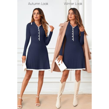 Stylish MEROKEETY Women's Long Sleeve Sweater Dress 2024
