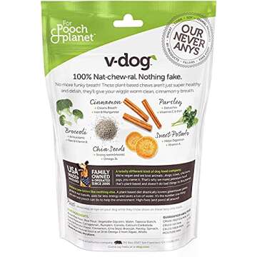 V-dog Dog Treats - Vegan Breathbone Teeth Cleaning Dental Bones - Fresh Breath - 8 Ounces - Minis - ...