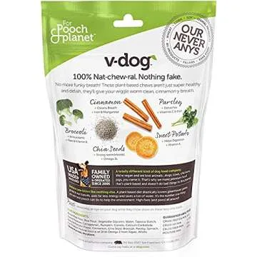 V-dog Dog Treats - Vegan Breathbone Teeth Cleaning Dental Bones - Fresh Breath - 8 Ounces - Minis - ...