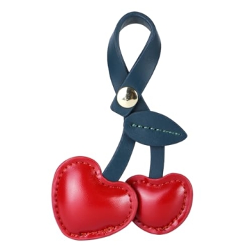 Fuerxy Cherry Bag Charm, Cute Cherry Charm for Purse Handbags Bag Accessories PU Cherry Key Charms (...