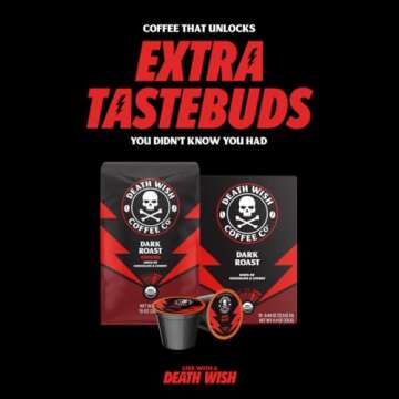 Death Wish Coffee Co. Single Serve Pods - Dark Roast Coffee Pods - Made with USDA Certified Organic, Fair Trade, Arabica and Robusta Beans (20 Count)