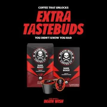Death Wish Coffee Co. Single Serve Pods - Dark Roast Coffee Pods - Made with USDA Certified Organic, Fair Trade, Arabica and Robusta Beans (20 Count)