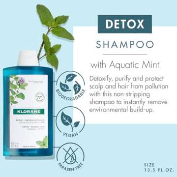 Klorane Detox Shampoo with Aquatic Mint - Revitalizing Hair Care Solution - 13.5 fl. oz.