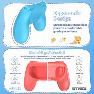 FastSnail Grips Compatible with Nintendo Switch Joy-Con, Wear-Resistant Handle Kit Compatible with S...