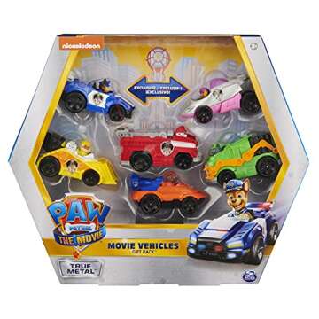 Paw Patrol, True Metal Movie Gift Pack of 6 Collectible Preschool Toys, 1:55 Scale Die-Cast Toy Cars...