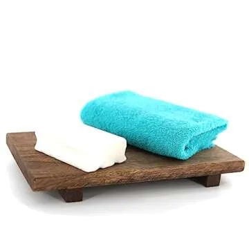 Vintage Wood Pedestal Stand Wood Risers Wooden Riser Rustic Farmhouse Riser for Kitchen Bathroom Decor Wooden Display Stand Bathroom Counter Tray Decor (12 in)