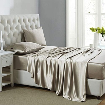 Lanest Housing Silk Satin Sheets - Full Size Bed Sheet Set, Cooling and Soft