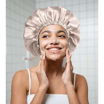 YANIBEST Double Layer Satin Bonnet Silk Bonnet Adjustable Hair Bonnet for Sleeping Hair Bonnets for Women Curly Natural Hair