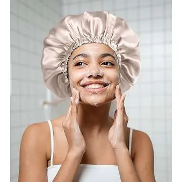 YANIBEST Double Layer Satin Bonnet Silk Bonnet Adjustable Hair Bonnet for Sleeping Hair Bonnets for Women Curly Natural Hair