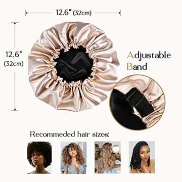 YANIBEST Double Layer Satin Bonnet Silk Bonnet Adjustable Hair Bonnet for Sleeping Hair Bonnets for Women Curly Natural Hair
