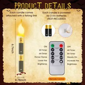 Qmioti Floating Candles with Wand Timer Remote Control - 12 Pack Flickering Warm Light LED Candle, Halloween Decorations for Indoor Outdoor Home Room, Party, Birthday, Wedding (White)