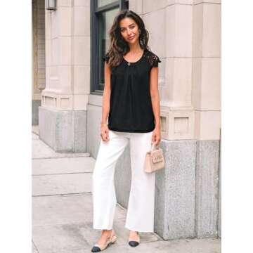AUTOMET Women’s Summer Lace Sleeve Top - Chic and Versatile