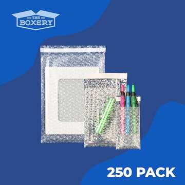 Boxery 6x8.5" Self-Sealing Bubble Pouches - 250 Pack