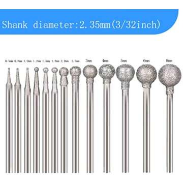 Luo ke 13 Pcs Ball Shape Diamond Burr - Versatile Cutting for Rotary Tools