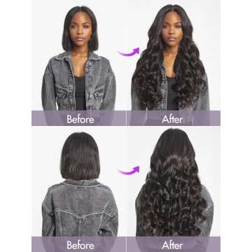 LUVME HAIR Human Hair Extensions Fullness with 1 Pack, 135g 9pcs Body Wave Natural Black Clip in Hair Extensions 100% Real Soft Human Hair Black Hair Extensions 16 Inch