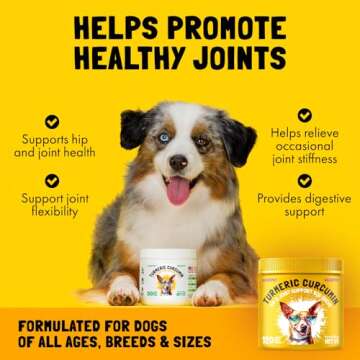Turmeric Curcumin Hip & Joint Dogs Supplement Anti-Inflammatory Support for Arthritis & Mobility wit...