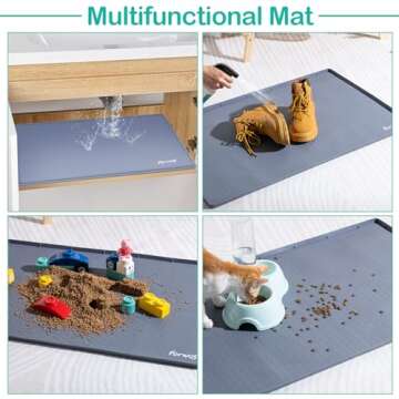 FORWOS Waterproof Under Sink Mat 34" x 22", Silicone Cabinet Liner, Rubber Protector for Kitchen and Bathroom, Keeps Cabinets Clean, Dry, and Organized (Grey)