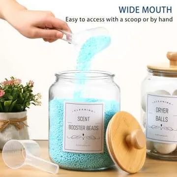 Laundry Pods Container With Airtight Bamboo Lid,Glass Jars for Laundry Room Organization Jar. Dishwasher pods container.1/2 Gallon Laundry Jars for Detergent Powder,Scent Boosters,Laundry Room Storage