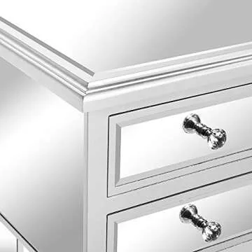 Bonnlo Mirrored Vanity Table with 5 Drawers Silver Console Table for Entryway Modern Sofa Table, Silver