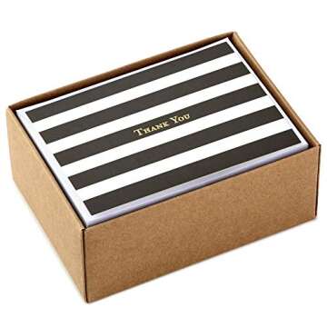 Hallmark Thank You Cards, Striped (40 Blank Thank You Notes with Envelopes for Weddings, Business, B...