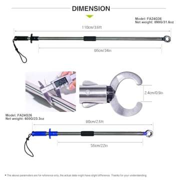 Heavy-Duty Fish Gripper – 43.3" Extra-Long Stainless Steel Grabber for Safe Fishing Handling