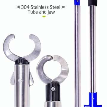 Heavy-Duty Fish Gripper – 43.3" Extra Long Stainless Steel Grabber
