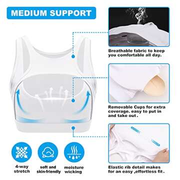 Push up Sports Bra for Women Sexy Hollow Crop Tops with Removable Cups Yoga Workout Fitness Yoga Bra Medium Support White Medium