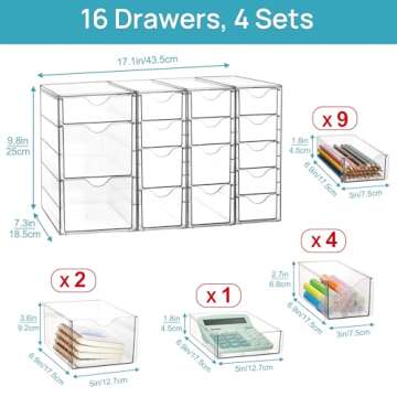 Vtopmart Acrylic Organizer with 16 Drawers - Versatile Storage for Office, Makeup, Crafts