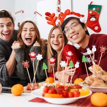 JtmyAota 100 Pack Christmas Toothpicks - Natural Bamboo Delight