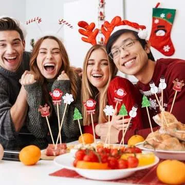 JtmyAota 100 Pack Christmas Toothpicks - Natural Bamboo Delight