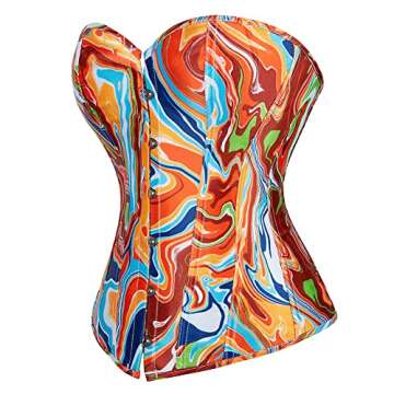 Meagilis Colorful Corset Top Gold Corset Colorful Corsets for Women Vintage Floral Overbust Corset Bustier Top Size Medium