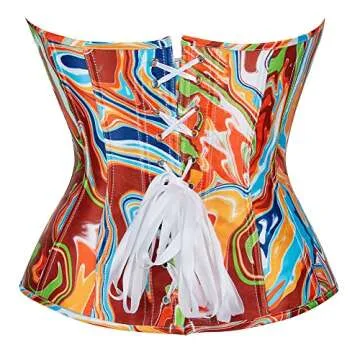 Meagilis Colorful Corset Top Gold Corset Colorful Corsets for Women Vintage Floral Overbust Corset Bustier Top Size Medium
