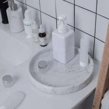 JIMEI Natural Marble Vanity Tray for Stylish Decor