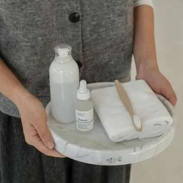 JIMEI Natural Marble Vanity Tray for Stylish Decor