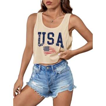 Women's Sexy American Flag Crop Tank for Patriotic Summer Fun