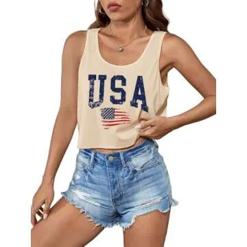 Women's Sexy American Flag Crop Tank for Patriotic Summer Fun