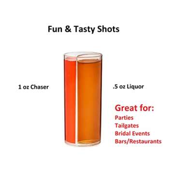 Split Shooters Divided Test Tube Plastic Shot Glasses – Clear Plastic Jager Bomb Chaser Shot Glass...