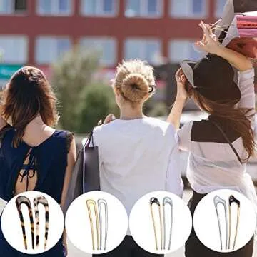 8 Pieces U Shaped Hair Pins French Pins Metal U Vintage Fork Hair Pin for Buns Women Girls Hairstyle Accessories(Cute Patterns)