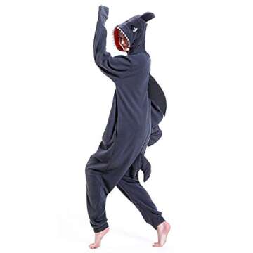 dressfan Unisex Adult Animal Grey Shark Onesie Cosplay Costume Halloween Christmas Family Couple Pajamas for Women Men,S