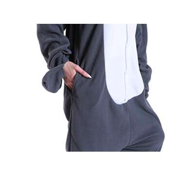 dressfan Unisex Adult Animal Grey Shark Onesie Cosplay Costume Halloween Christmas Family Couple Pajamas for Women Men,S